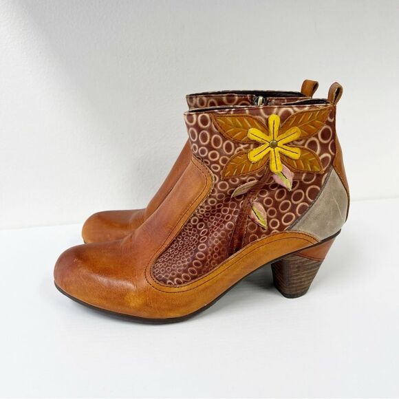 L’Artiste by Spring Step Dramatic Boots Booties Flower Leather 39 - Picture 5 of 8